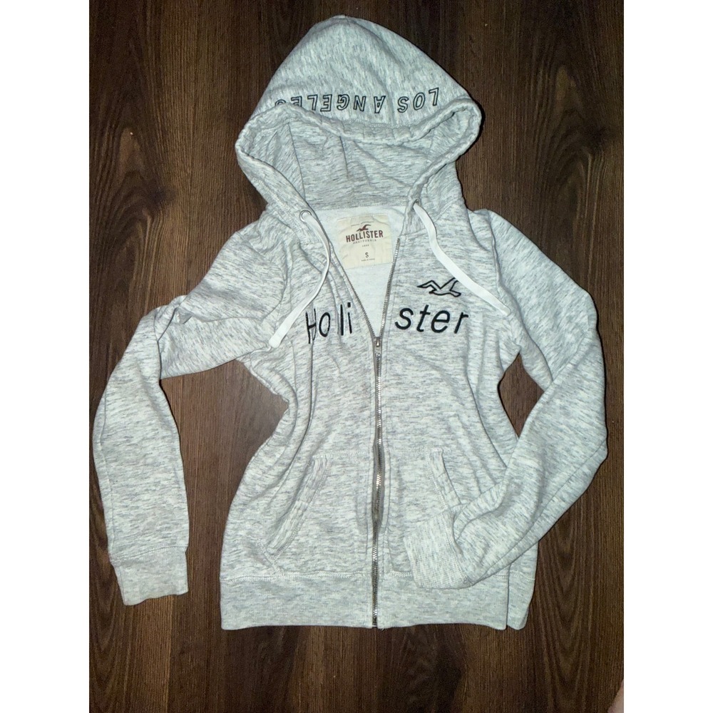 Y2K 2000s Grey Hollister Zip Up Hoodie Size Small